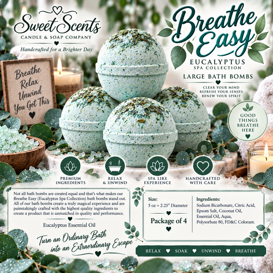 Breathe Easy Eucalyptus Spa Collection large bath bombs