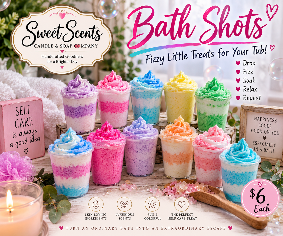 Sweet Scents Bath Shots in assorted bright colors