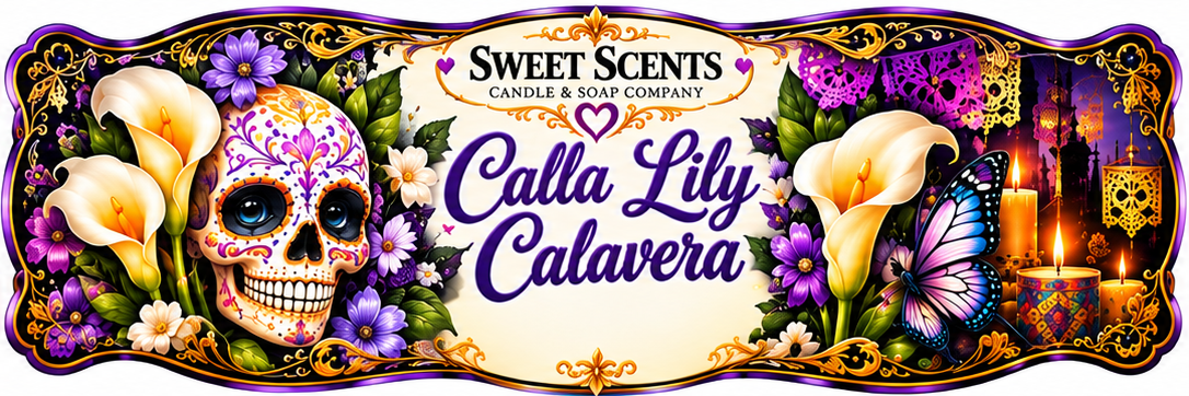 Calla Lily Calavera Día de los Muertos 10 oz candle label
