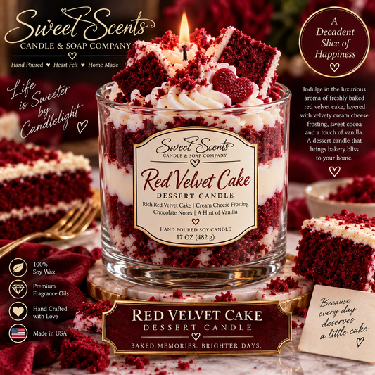 Red Velvet Cake Dessert Candle by Sweet Scents Candle & Soap Company