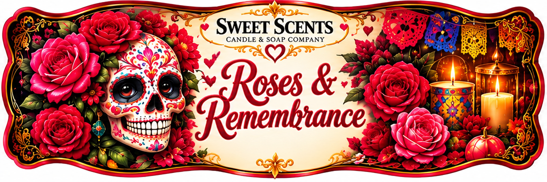 Roses & Remembrance Día de los Muertos 10 oz candle label