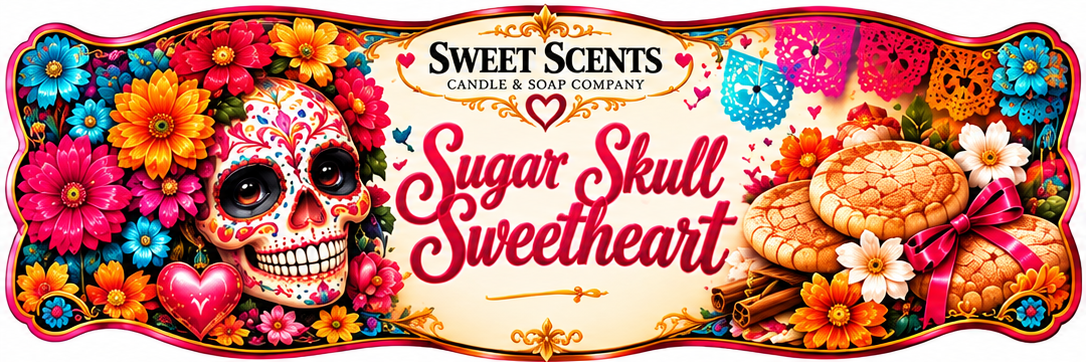 Sugar Skull Sweetheart Día de los Muertos 10 oz candle label