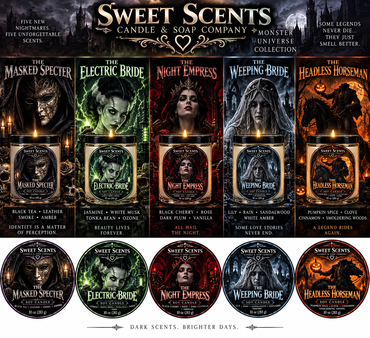 The Electric Bride Monster Universe candle advertisement
