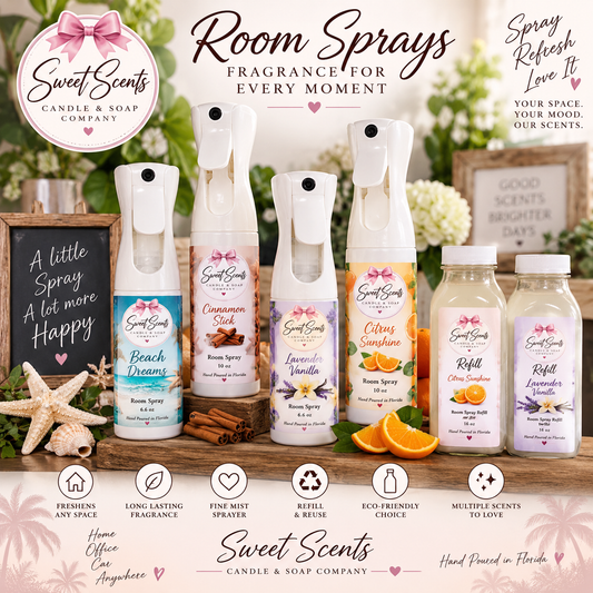 Sweet Scents room sprays and refill bottles